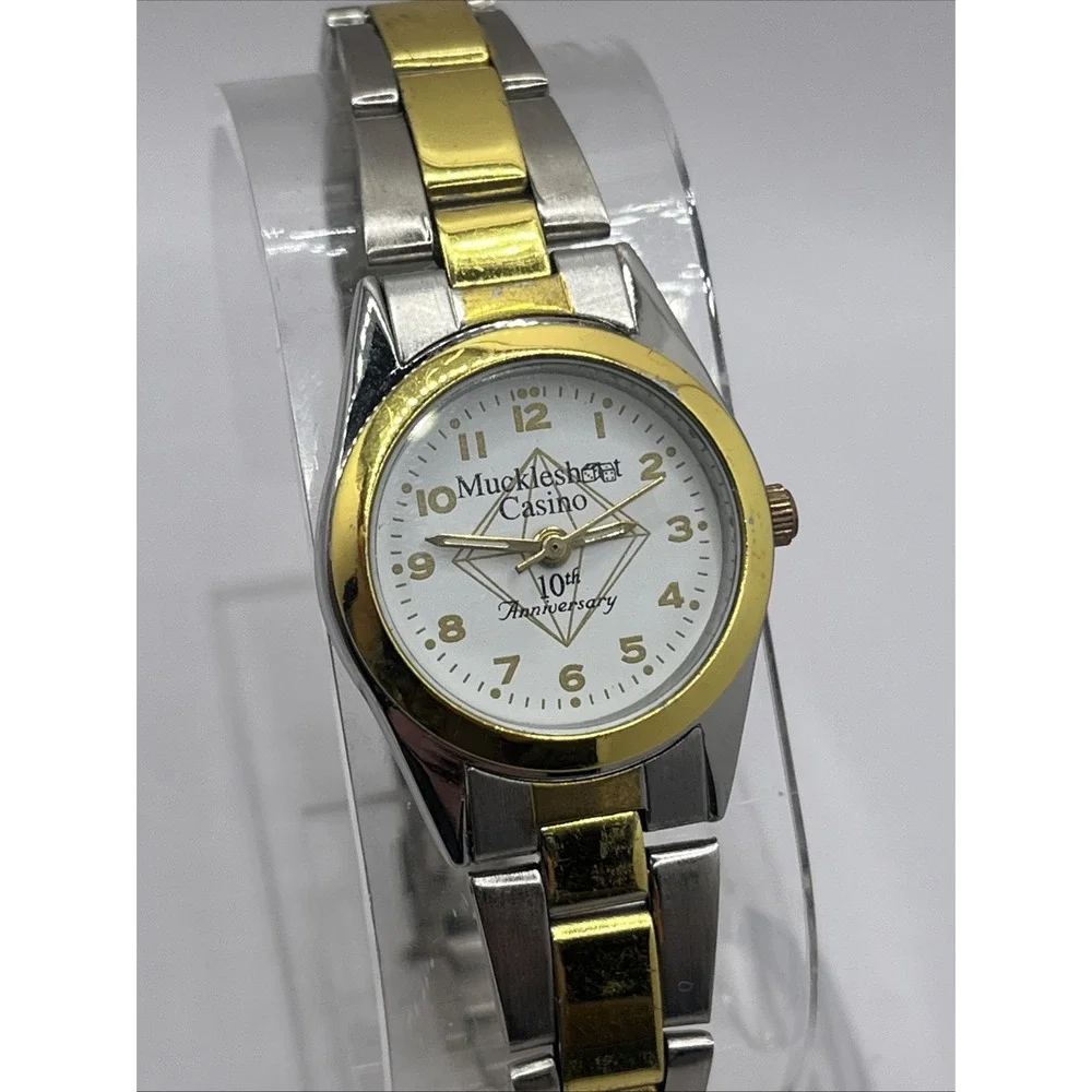 Muckleshoot Casino 10th‎ Anniversary Women's Quartz Two Tone Watch- New Battery